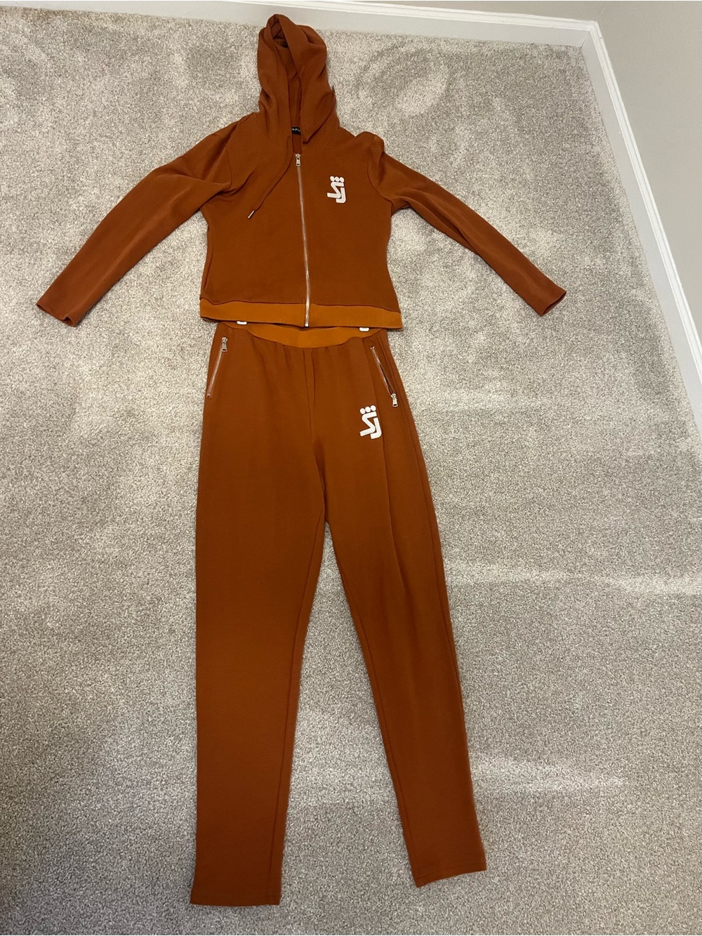 Shane Justin Women's Rust Zip Hoodie & Jogger Set (Size:XL)